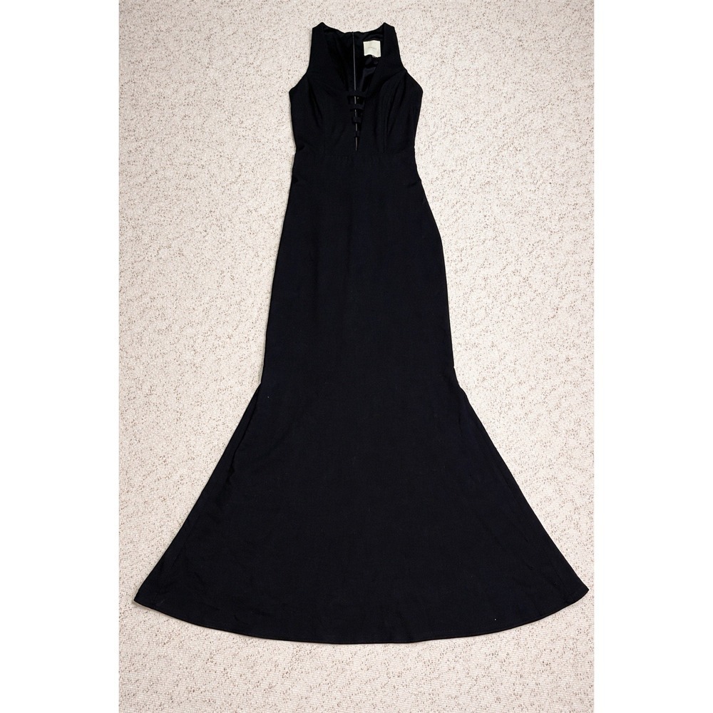 MASON Black Maxi Dress Front Cutout Sleeveless Fit Flare Mermaid Size 4 Formal - Picture 3 of 12